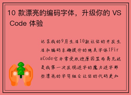 10 款漂亮的编码字体，升级你的 VS Code 体验